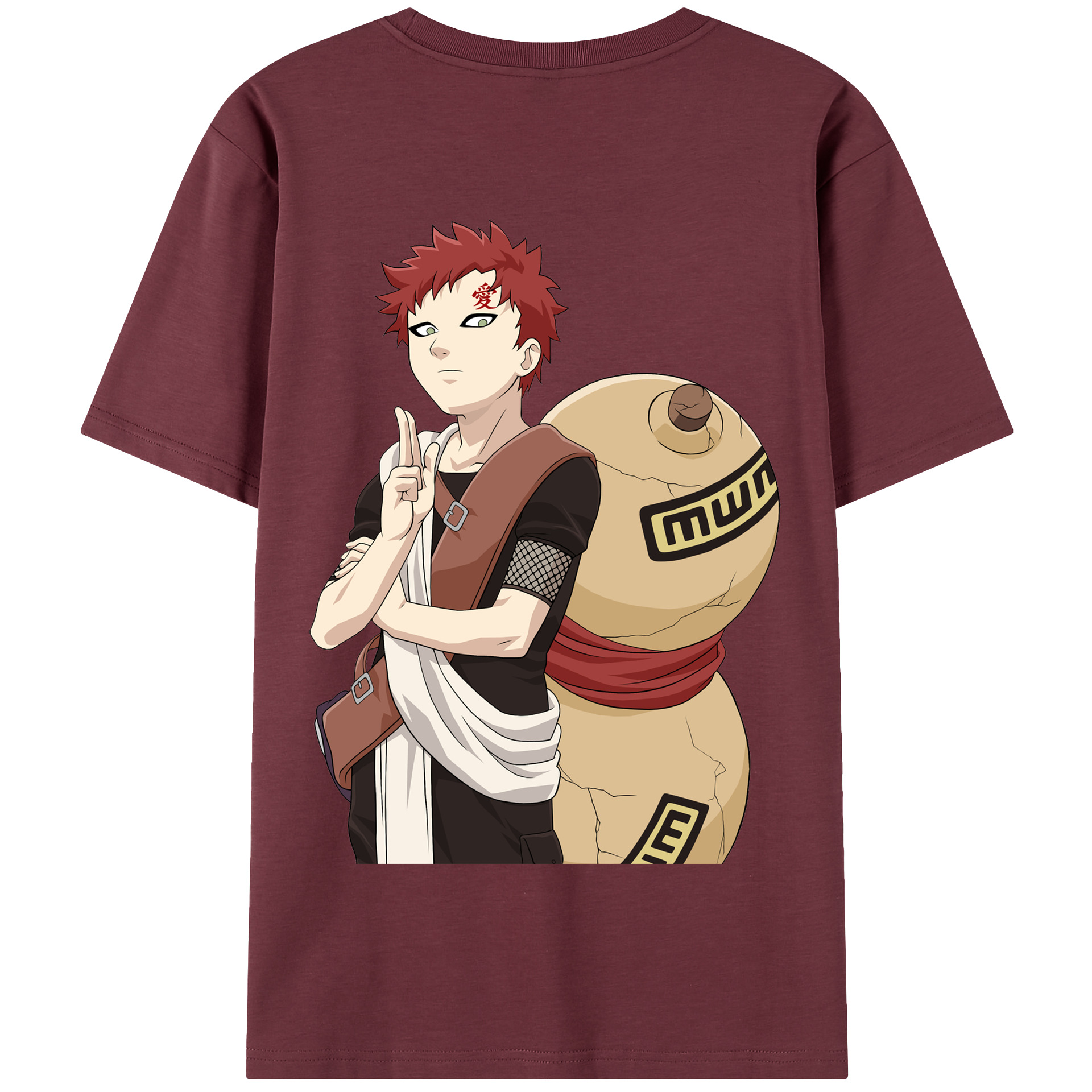 （画像用） NARUTO -ナルト- ガアラ Gaara 綿100％半袖Tシャツ（背面プリント）